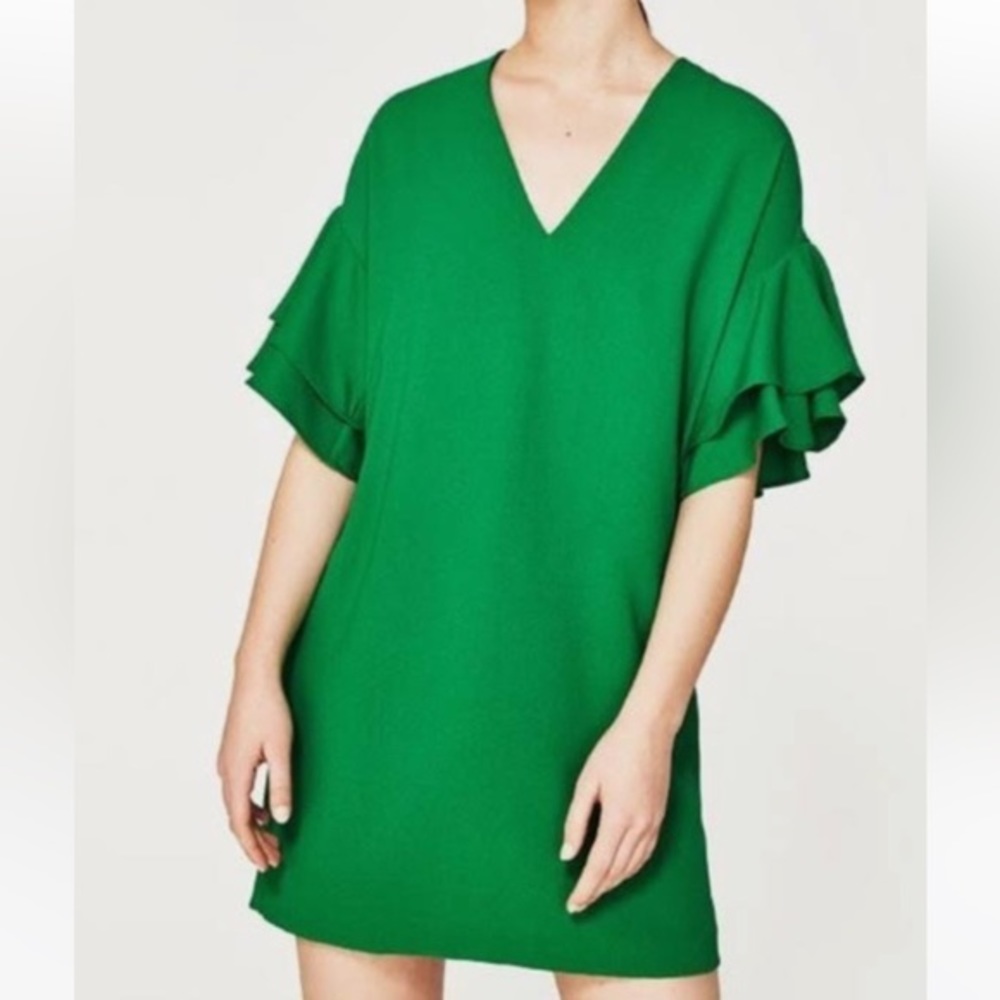 Zara Ruffle Sleeves Mini Dress 💚